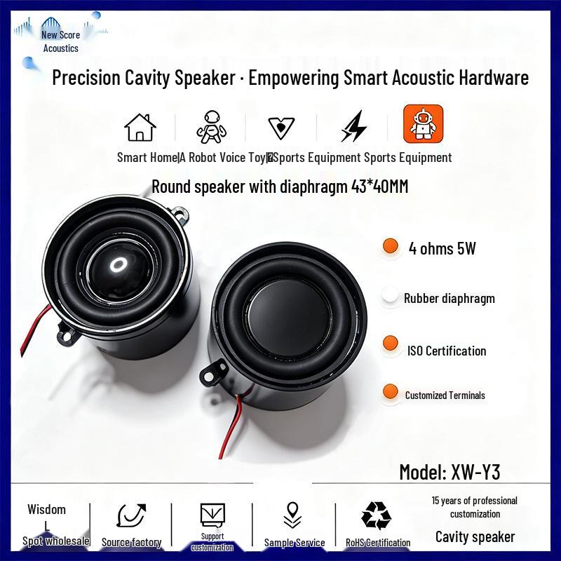 40mm Round Cavity Speaker, 4 Ohm, 3-5W Full-Range for Smart Home Systems