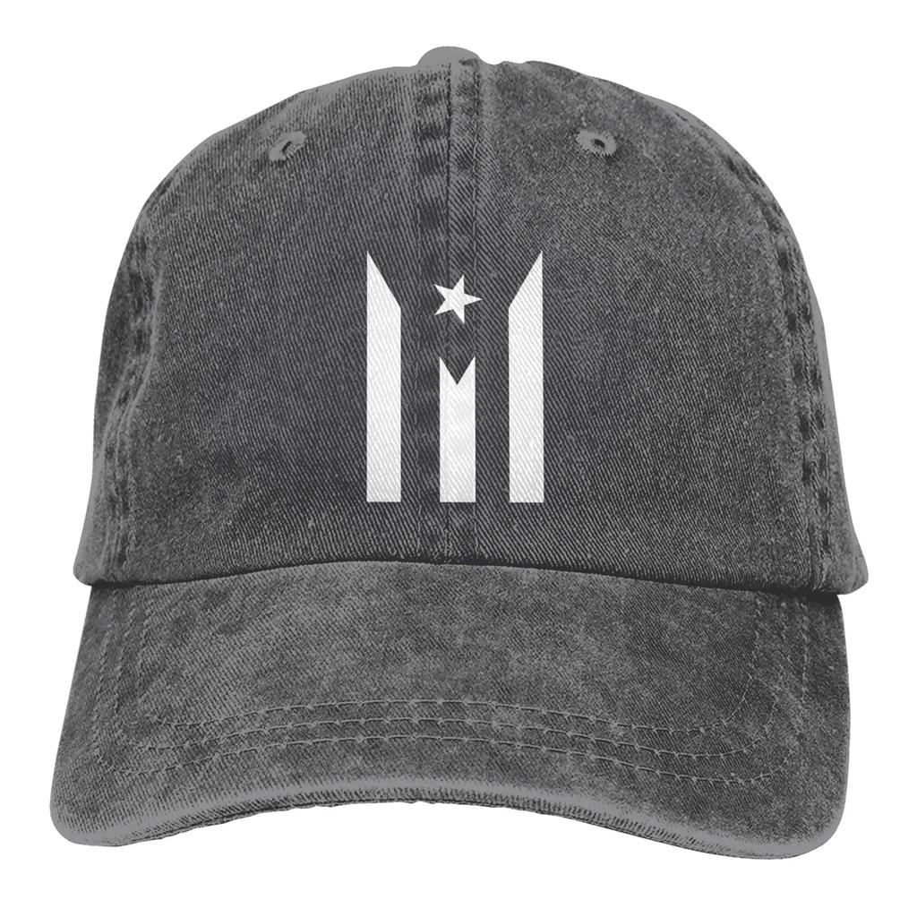 Men Women Puerto Rico Resiste Boricua Flag Se Levanta Denim Fabric Baseball Hat Adjustable Trucker Cap Black Snapback Hat