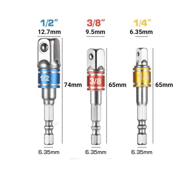 3 buc. șurub pătrat cu piuliță găurit cu impact Adaptor pentru biți de extensie Adaptor pentru cheie tubulară