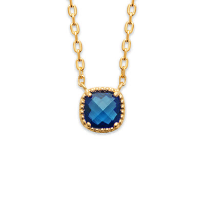 [R5839] - Gold-Plated 'Sissi' Golden Sapphire Necklace - 45 Cm - 6x6 Mm
