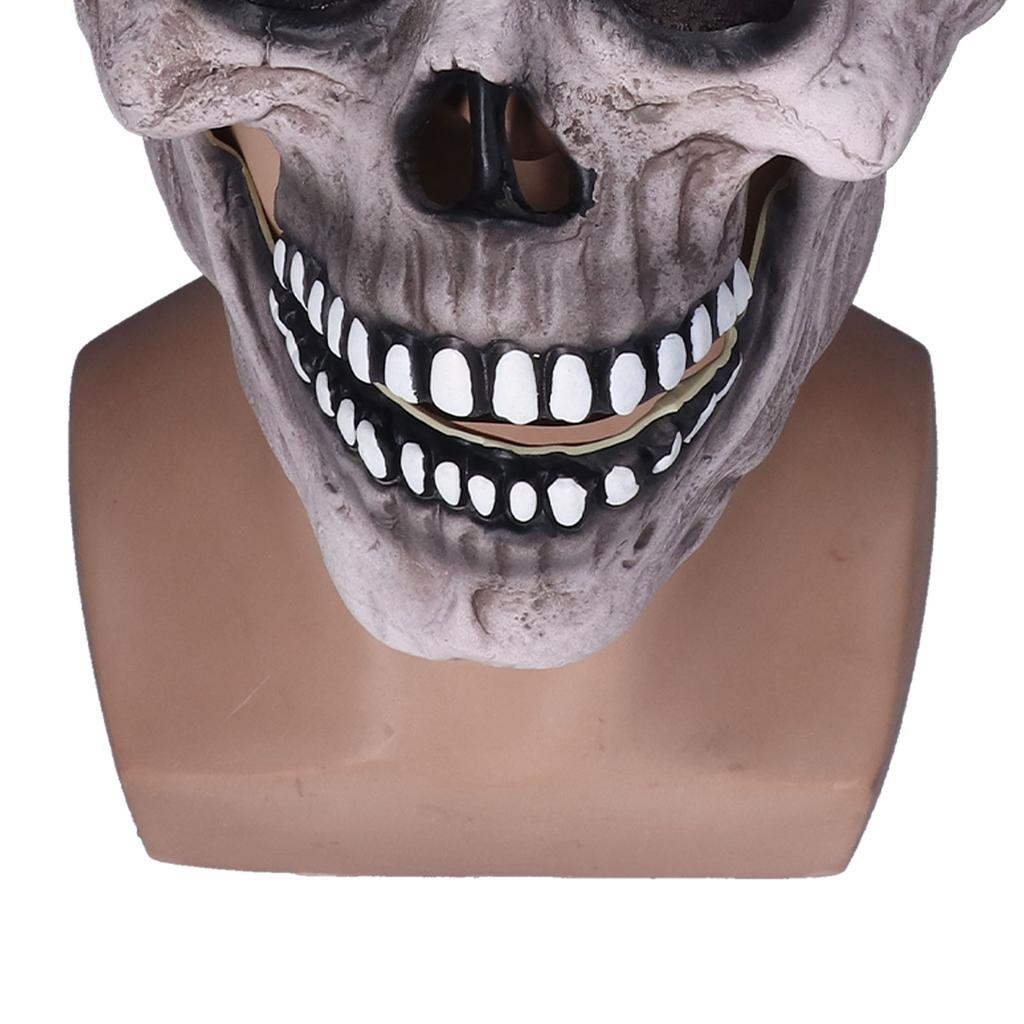Scary Skull Mask with Movable Jaw Flexible Latex Halloween Costume Party Props Cosplay Accessory