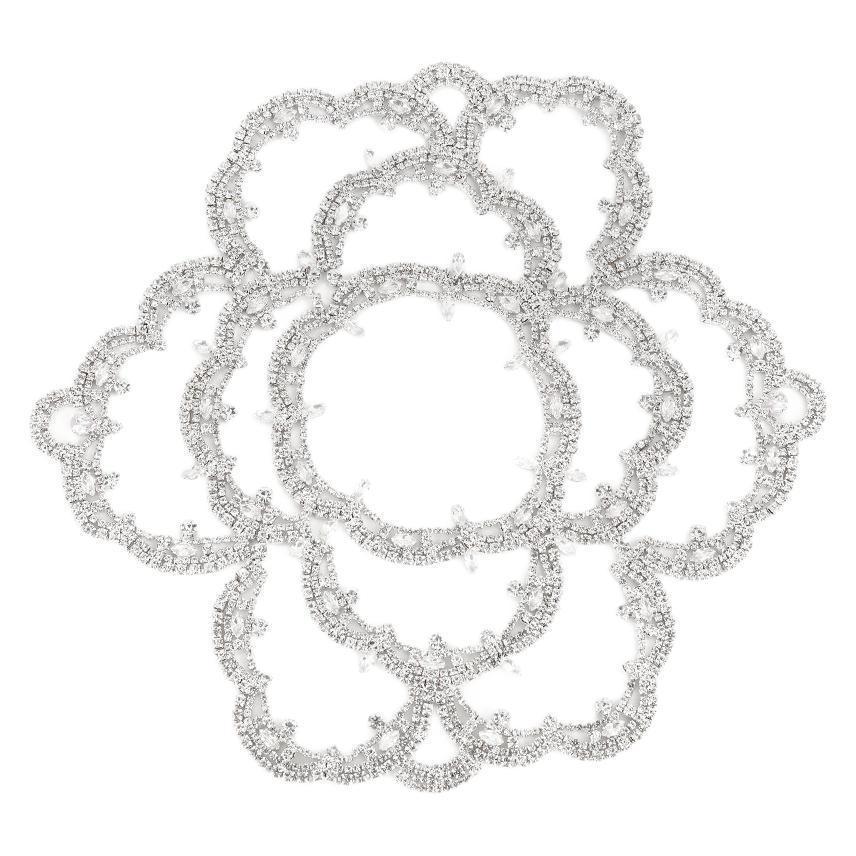 European Luxury Zirconia Bridal Headband: Retro Multi-layer Flower Hair Chain Accessories серебряный