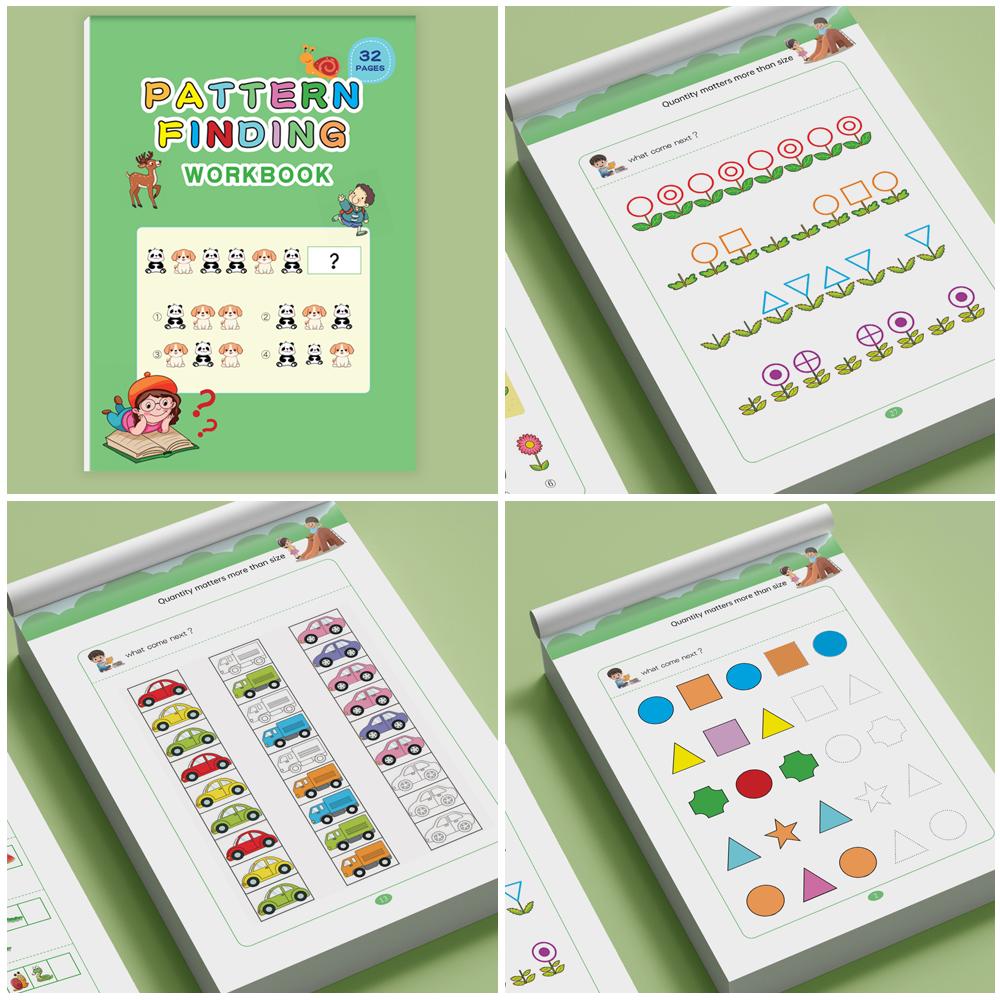 

32 Pages Pattern Finding Workbook, Kids Logic Reasoning Activity Book, Preschool Brain Training Educational Toy