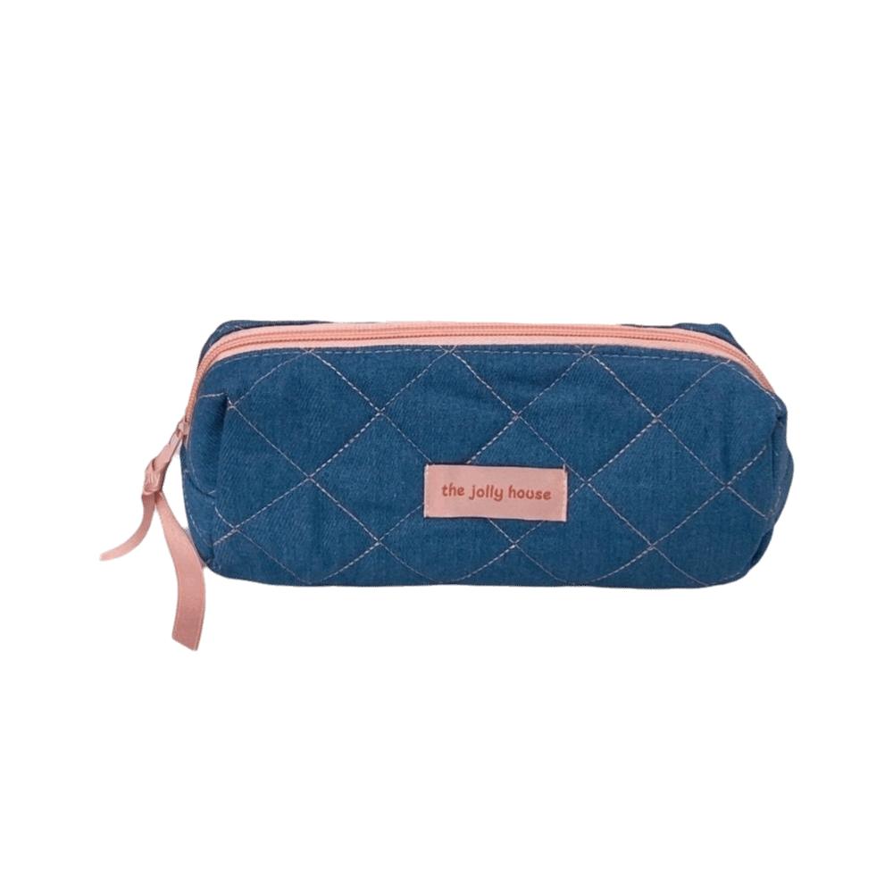 High Value Denim Pink Storage Bag Large Capacity Pencil Case Lady Handbags Toiletry Bag Makeup Storage