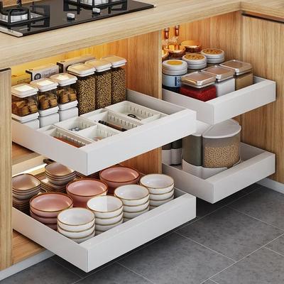 Sliding Dish Bowl Storage Rack Cabinets Drawers Drying Rack Kitchen Organizer Sink Shelf Tableware Kitchen Accessories