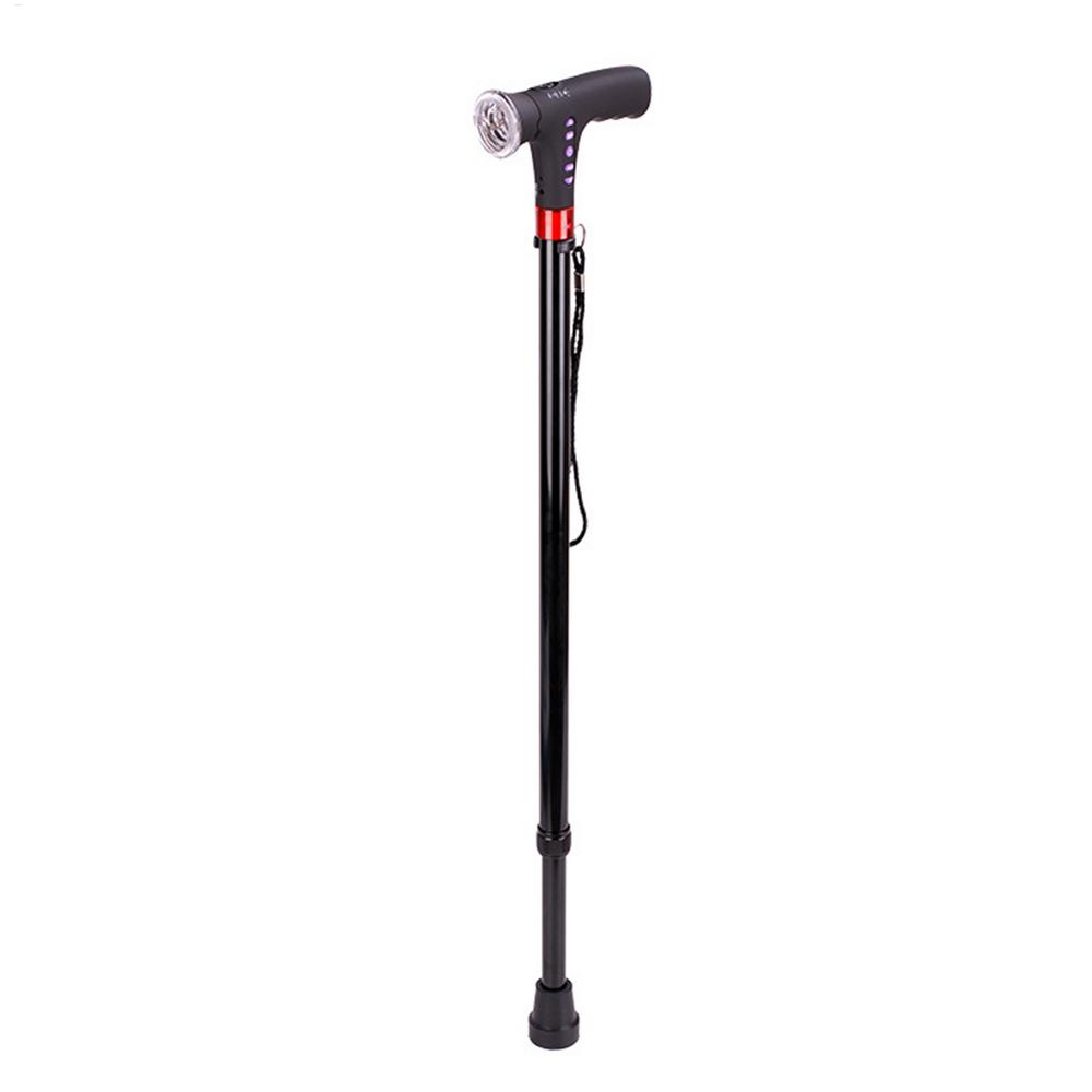 adjustable folding cane smart walking stick with led light Radio and alarm multifunctional Anti-slip T Handle Hiking Poles