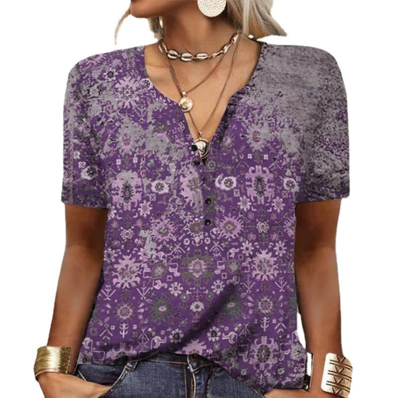 Women's 5XLT Shirt Spring and Summer Casual Fashion Tops Women's Short-sleeved Printing Trend Bottoming Shirt T-shirt