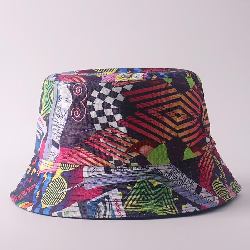 Digital printing small edge bucket hat spring and summer double-sided can wear outdoor sunshade basin hat spot