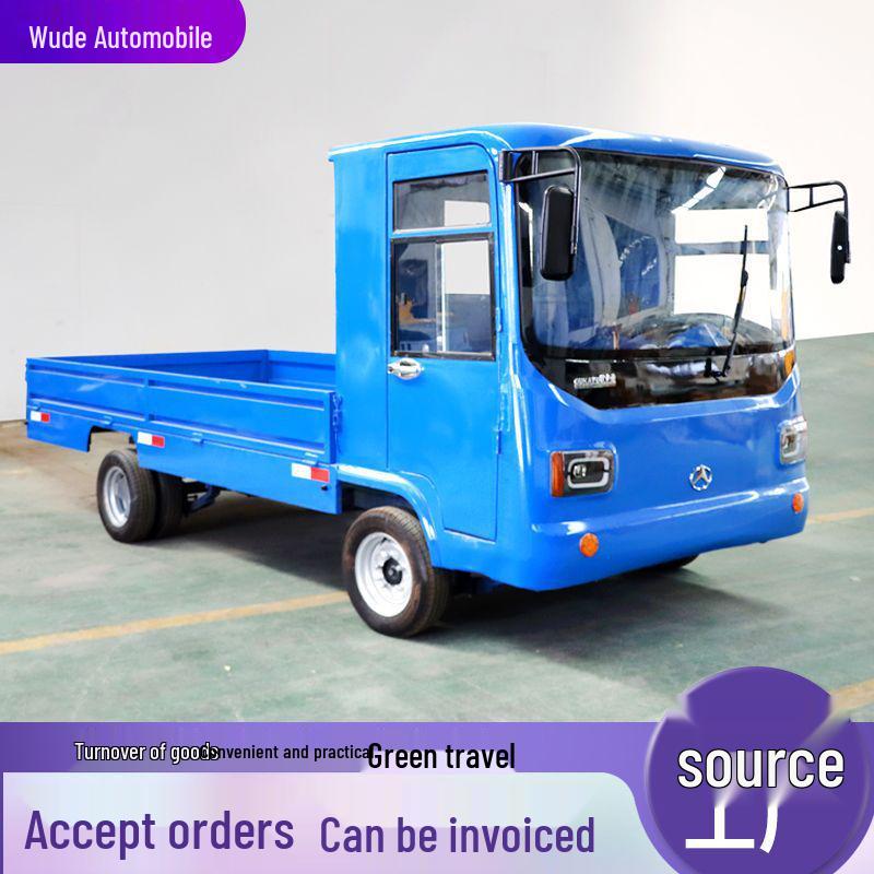 Electric Four-Wheel Flatbed Cargo Truck for Workshop Transfers