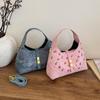 Women's Large-Capacity Color-Block Tote Bag with Cute Print