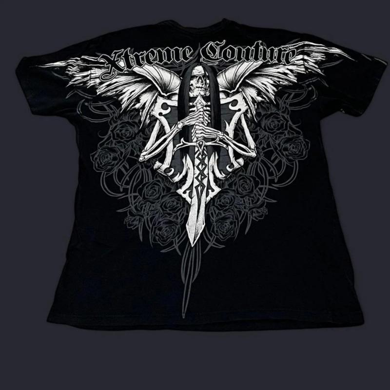 European and American men's summer fashion skull letter print comfortable and breathable round neck T-shirt outdoor street top