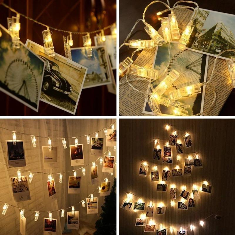 LED Light String with Clip Can Hang Small Card Postcard, New Year, Christmas Anniversary, Picture Decoration, Studio Wall Light String