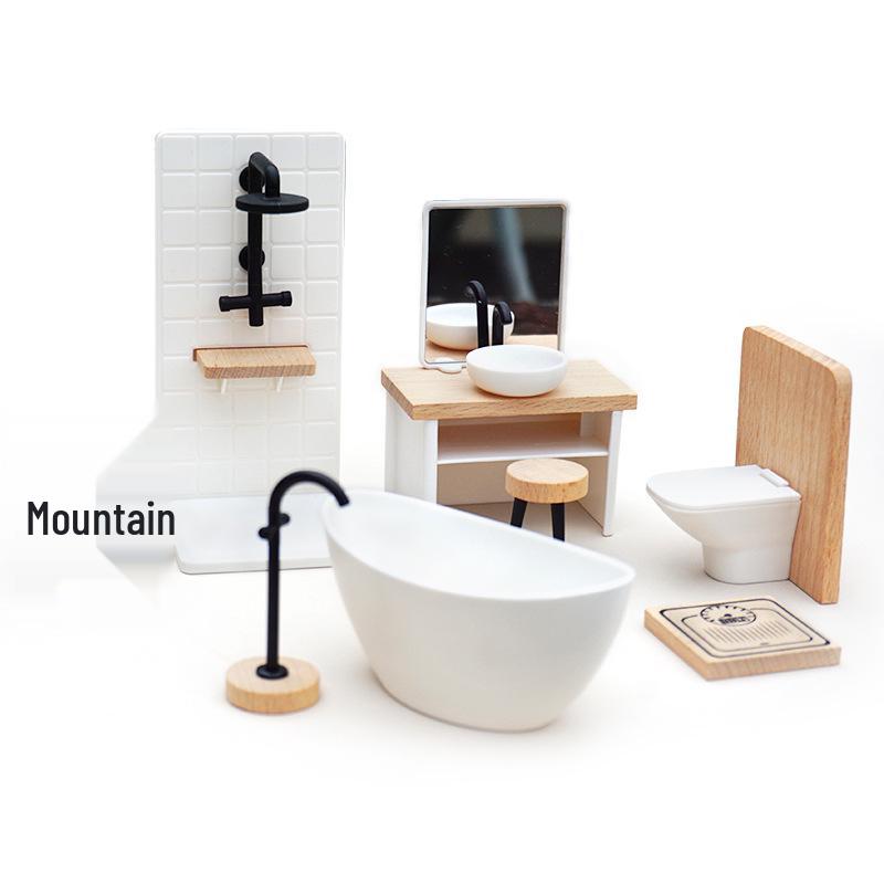 1:12 Dollhouse Bathroom Set - Miniature Furniture Ornaments for Playhouses