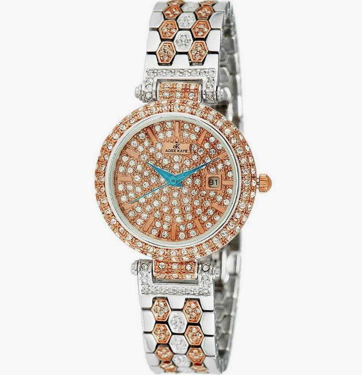 

Adee Kaye Finess Crystal Accents Gold Tone Dial Quartz AK2526-L2R Women s Watch