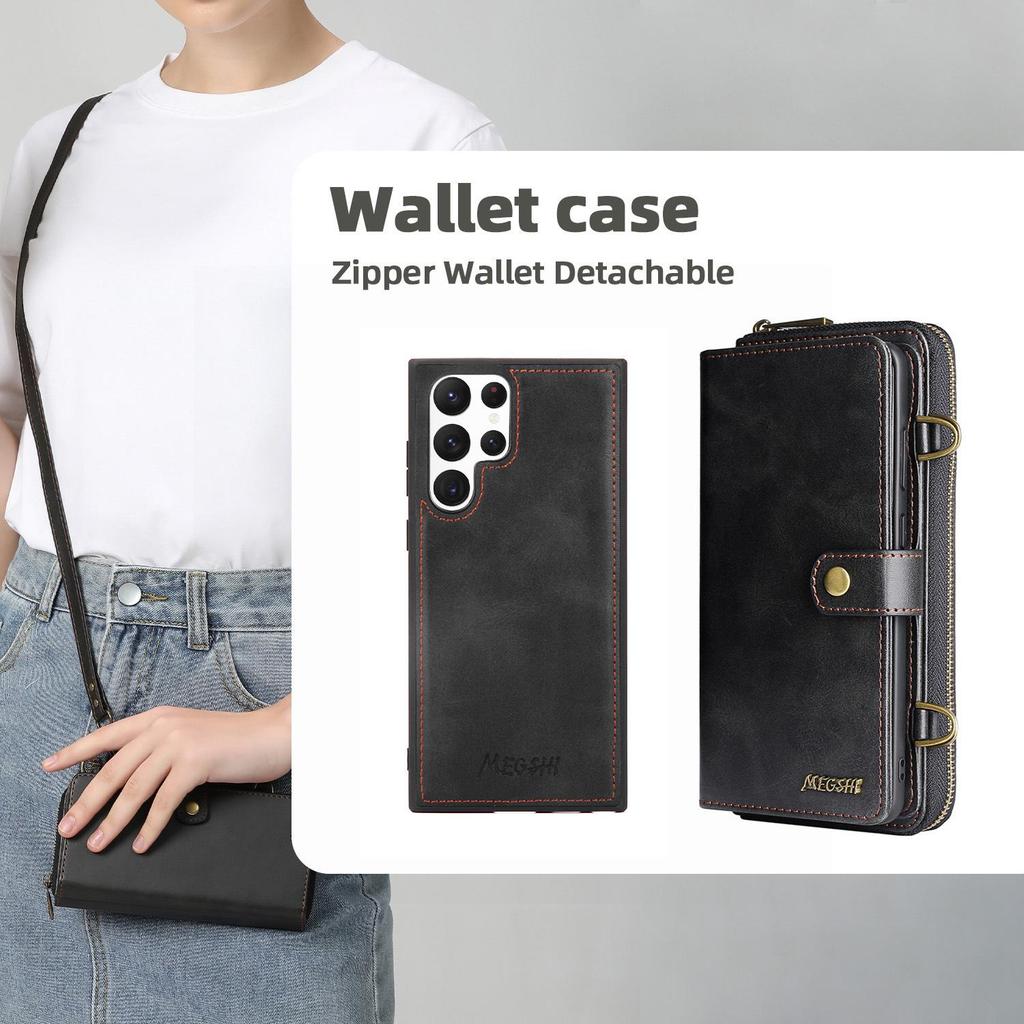Huawei P40Pro Crossbody Wallet Leather Case with Card Slots, Suitable for A53 and S22U. European and American Style.