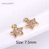 14K Gold Plated 7.5mm Cute Pentagram Earring Charms Inlaid Zircon Tiny Star Pendants DIY Jewelry Making Accessories Wholesale