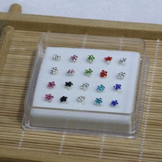 20 Teile/schachtel Frauen Blume Strass Versilbert Nase Stud Body Piercing Schmuck