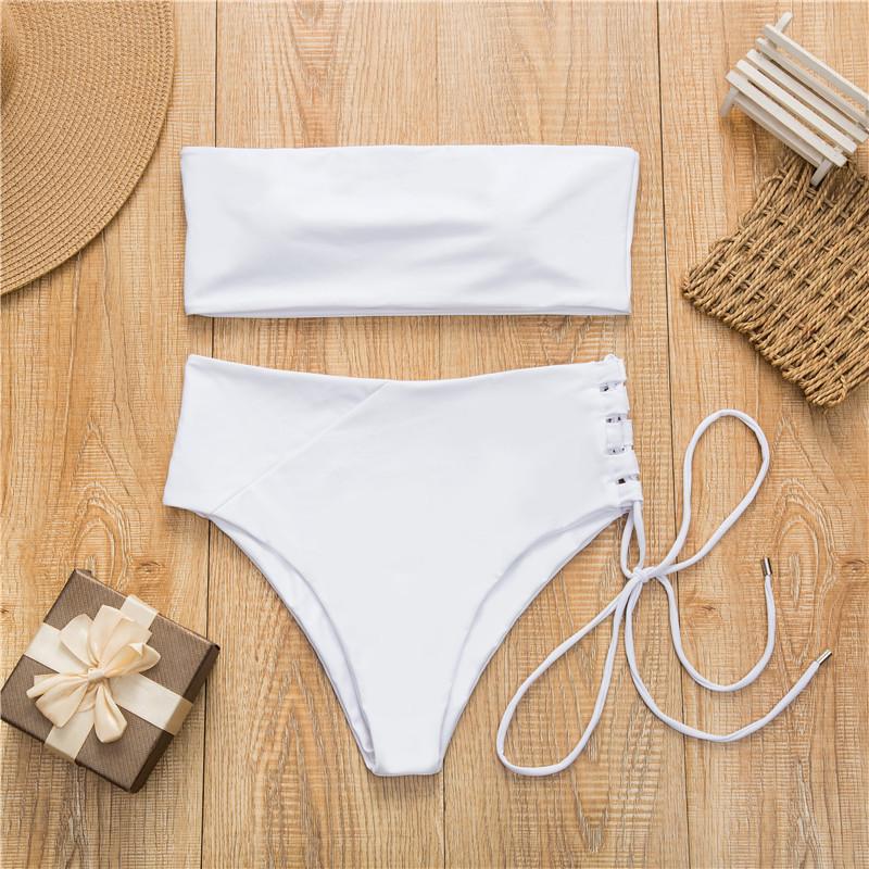 White Push Up Swimsuit Summer Beach Bikini Set High Waist Solid Swimming Suit Women Swimwear Leopard Print Bathing Suits