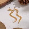Xia Ling Zircon-Inlaid Chain Tassel Earrings In Stainless Steel