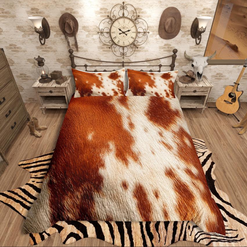 Homewish Animal Print Duvet Cover Set,Woodland Wildlife for Teens Bedding Set,Flower Love Heart Decor