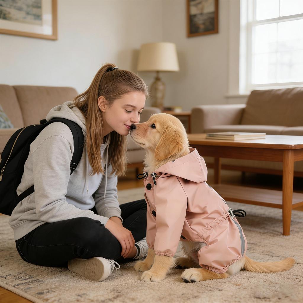 Full-Body Pet Raincoat – Hooded Four-Legged Rain Jacket With Reflective Strip For Dogs & Cats (Multiple Sizes)