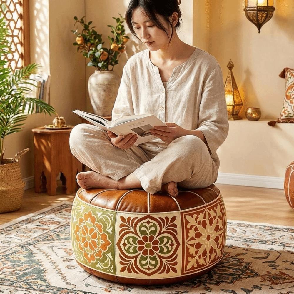 Boho Stil Sofa Hockerbezug Ungefüllte Kleideraufbewahrungstasche Runder Hockerbezug Schlafzimmer