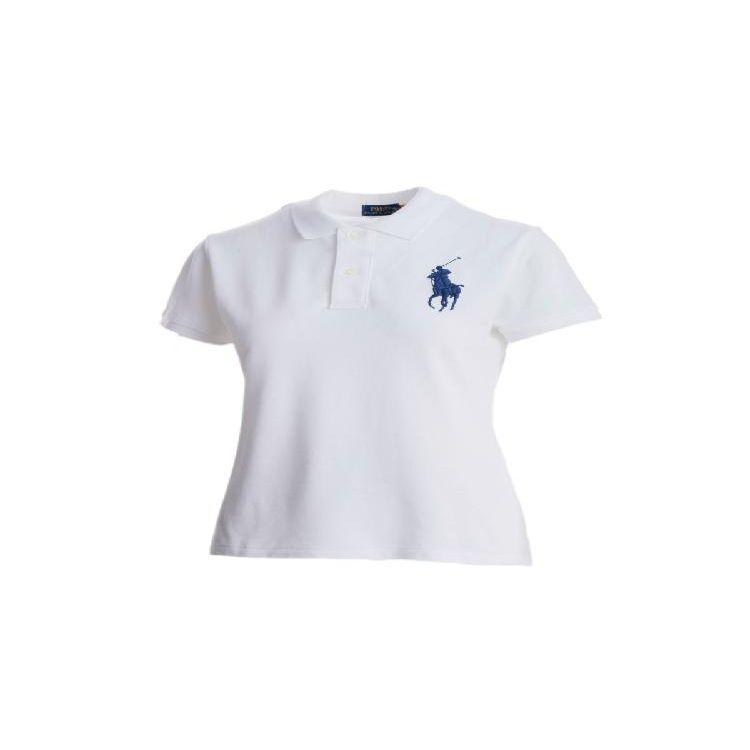 Polo Ralph Lauren SS22 Solid Color Embroidered Crew Neck Short Sleeve T-Shirt Women Tops White 211505656-082