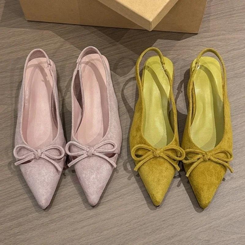 Pointed Toe Women Sandals Bow Fashion Elegant Flats Woman Shoes 2025 Summer Designer Shoes Walking Cozy Soft Zapatillas De Mujer