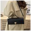 Textured Woven Square Bag Fashion Shoulder Handbag Casual Crossbody Purse Simple Solid Color Faux Leather Tote KTB