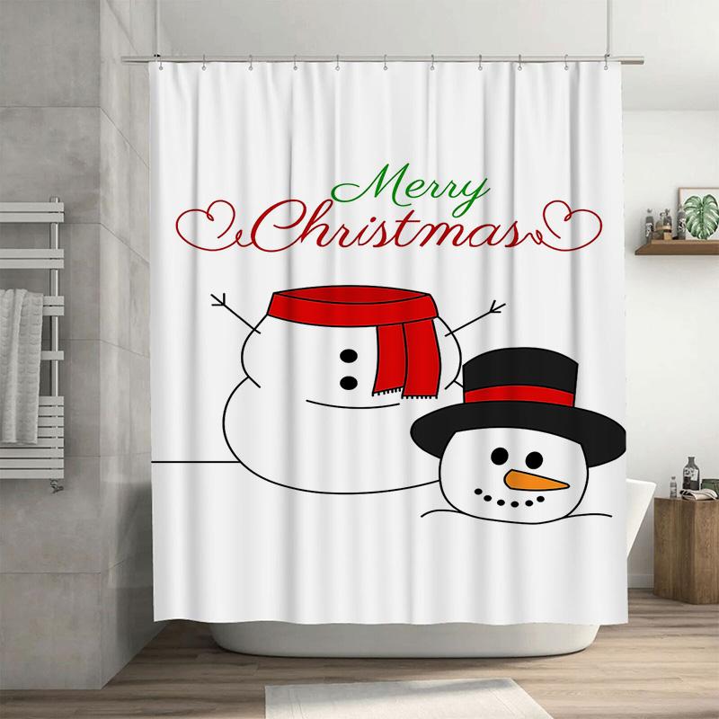 

Tuniu Charming Snowman Shower Curtain Festive Winter Bathroom Decor Cute Holiday Tub Liner Waterproof Fabric Funny Christmas Gif W60H190(CM)-1 Pcs