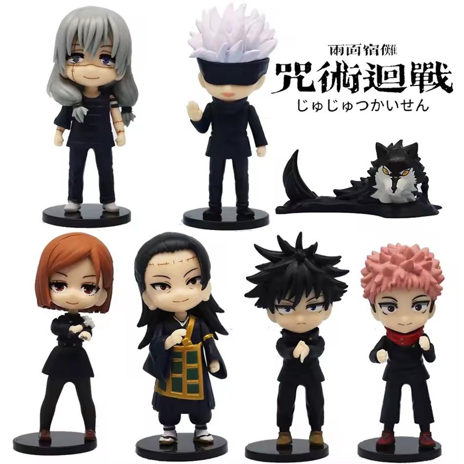 7 Pcs/Pack Q Posket Jujutsu Kaisen 9cm Figure Satoru Gojo Itadori Yuji Geto Suguru Nobara Megumi Collections Character Ornaments