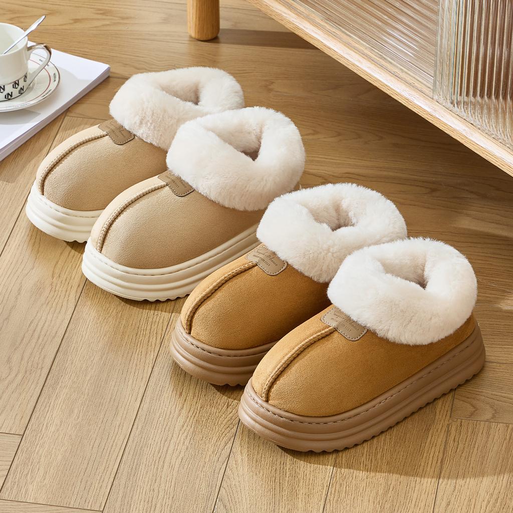 Winter Women Boots Plush Warm Thick Bottom Boots Breathable Soft Non-slip Cotton Slippers
