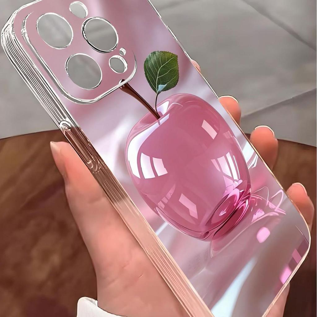 Pink Crystal Anti-Drop Transparent Case for iPhone 14-17 Pro Max Series