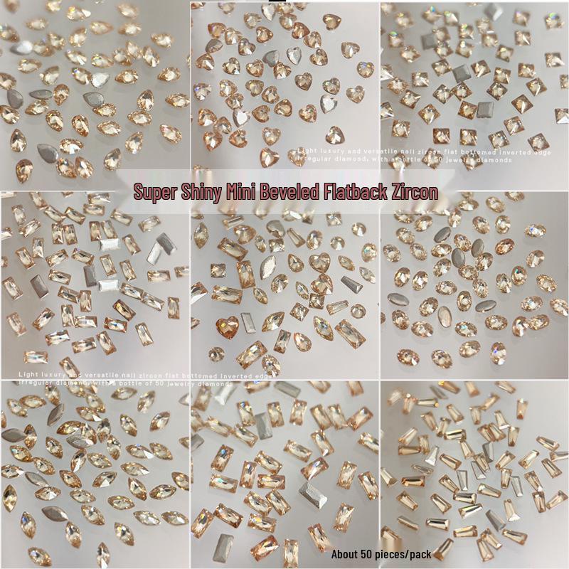 

Стразы из шампанского циркония с плоской задней стороной: Мини и Маленькие Размеры для Нейл-арта Round 2x2mm - 50 pcs