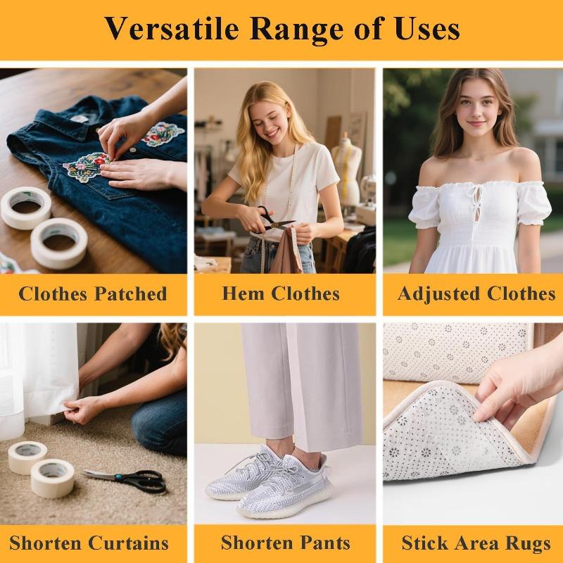 1Roll Melt Double Sided Tape Super Sticky Adhesive Clothing Fabric Seamless Seamless Iron Heating Household Repair of Various