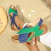 Fashion 2025 New Women Mix Color Wedge Sandals Summer Comfortable Non Slip Shoes Woman PU Leather Platform Roman Beach Sandals Women