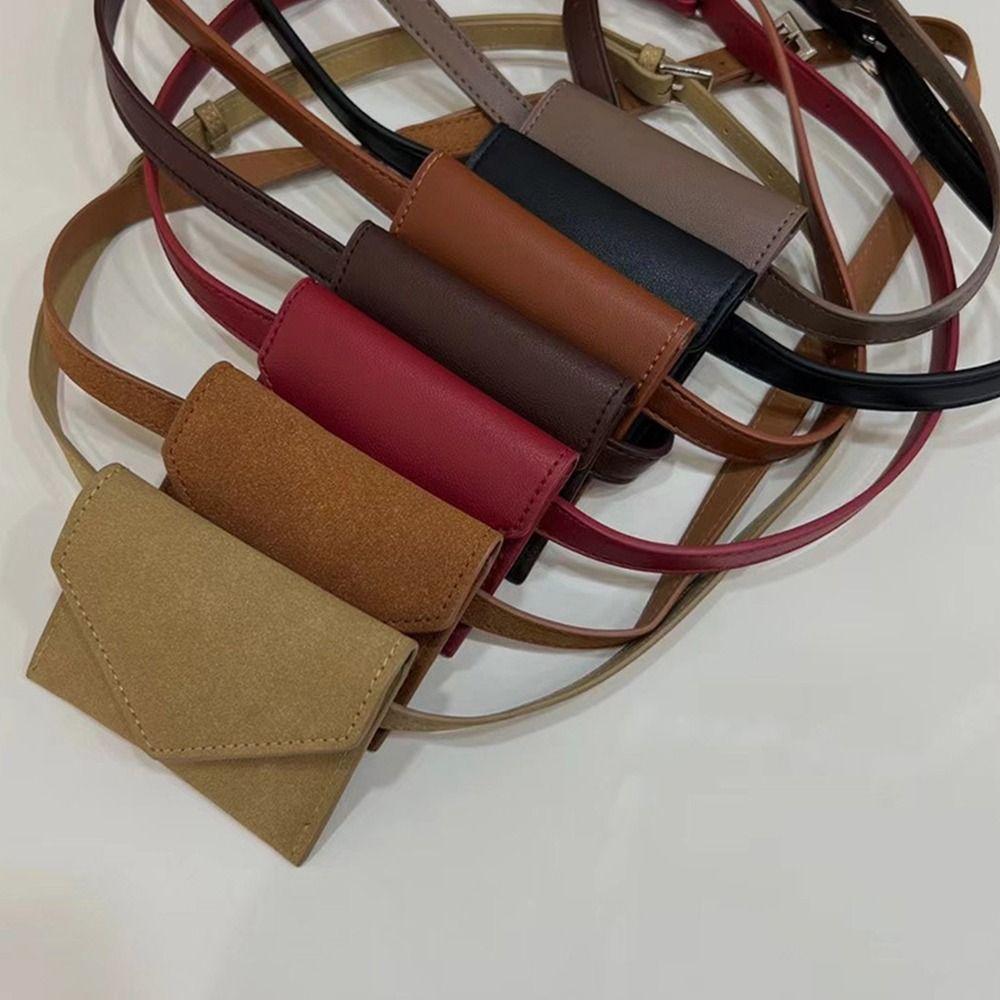 Korean Style Women Waist Bag PU Small Card Bag Elegant Belt Envelope Waist Bag  Female
