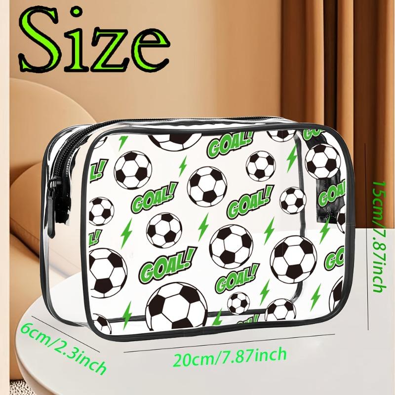 

Football-themed PVC Toiletry Bag, Makeup Bag, Suitable for Men and Women, Transparent Travel Toiletries Storage Bag Makeup Bag зелёный