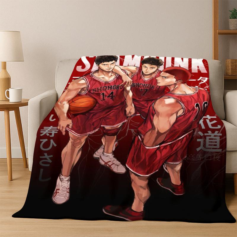 

Cartoon Slam Dunk Basketball Anime Flannel Blanket Soft Warm Blanket Throw Blanket for Bedroom Living Room Bed Travel Picnic 75x90cm
