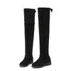Women's Suede Over-the-Knee Long Boots - Square Heel, Flat, with Cotton Lining, Slip-on Design. Perfect for Autumn and Winter!