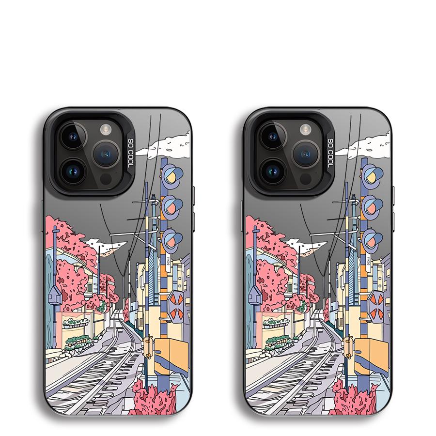 Cartoon Japanese City Scenery Case for iPhone 17 Pro Max 16 11 14 Plus Air 15 12 Pro 13 Phone Cover