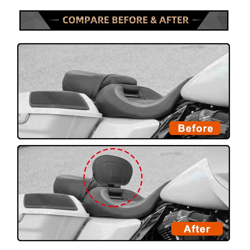 Motorcycle Front Driver Rider Backrest Adjustable Black Mounting Kit For Harley Touring Road King CVO Street Glide 2009-2025 21
