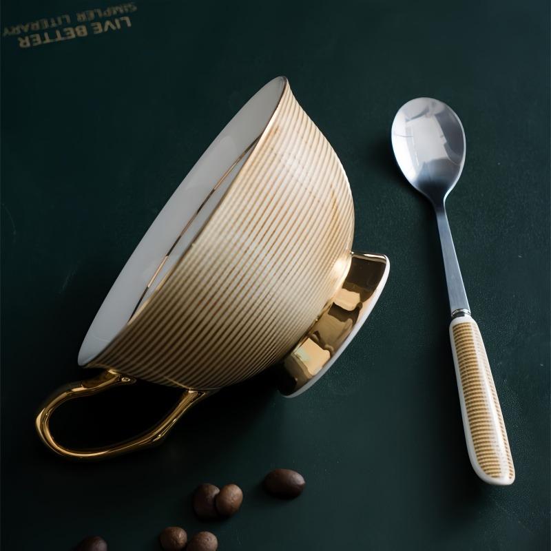 European Coffee Mug Set  Bone China Ceramic Tea set Marble stripe Luxury Gifts Porcelain Drinkware Tea cups Couple Cup Gift box