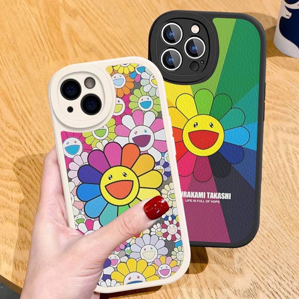 Art Japanese M-Murakami Artisti T-Takash Phone Case For IPhone 16 15 14 11 12 13 Pro Max Plus Back Leather Shell