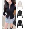 2025 Women's Elegant Stand Collar Double Zipper Slimming Cardigan Jacket