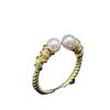 Französischer Retro-Nischendesign-High-End-Leicht-Luxusring Modischer, einfacher Stil Mittlerer antiker Twist-Perlen-Damenring