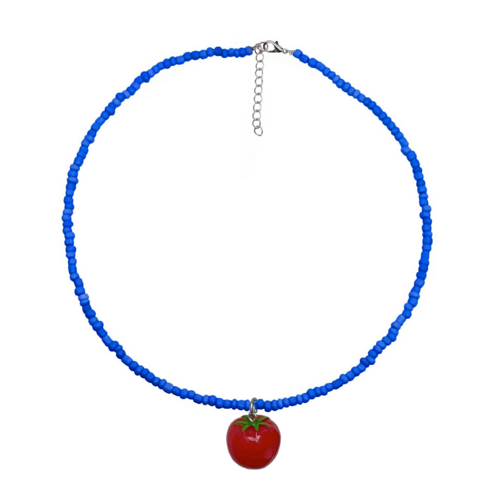 

Unique Tomato Pendant Necklace Eye Catching Beaded Choker Statement Jewelry for Party Wear Bohemian Clavicle Chain 1