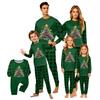 Christmas-print long-sleeve and long-pant matching family loungewear set