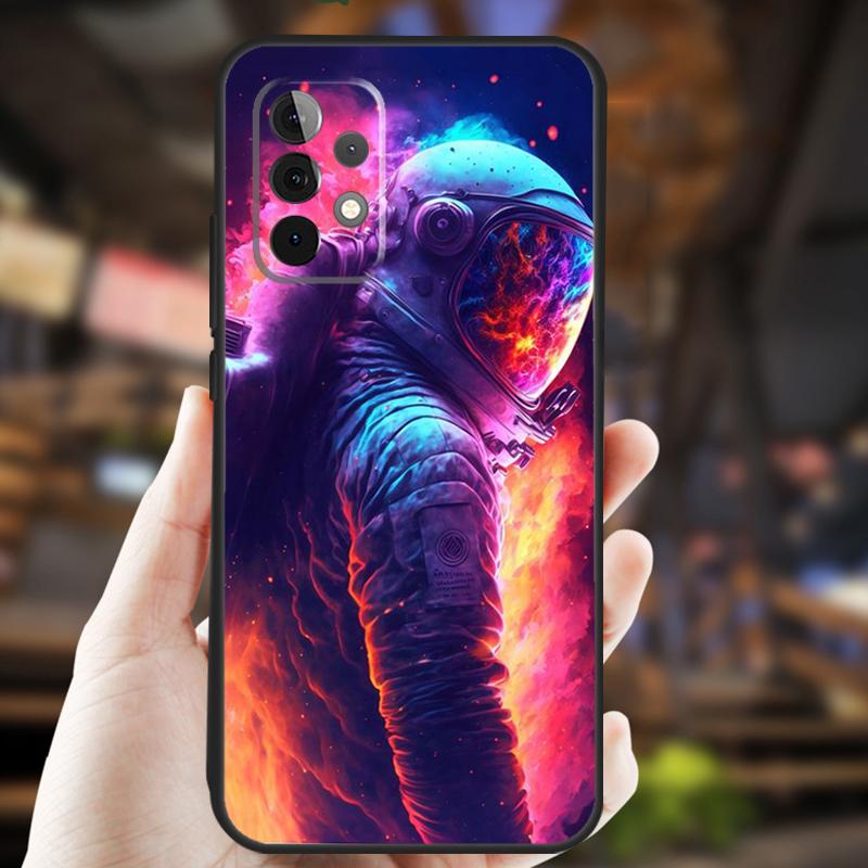 Space Moon Astronaut Case For Samsung Galaxy A15 A35 A55 A53 A33 A13 A36 A56 A26 A16 A22 A32 A52 A54 A34 A05 A06