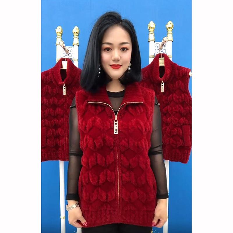 Winter Vest Women's Velvet Warm Zipper Sweater Coat Velvet Middle Aged Old Mother Vest Jacket